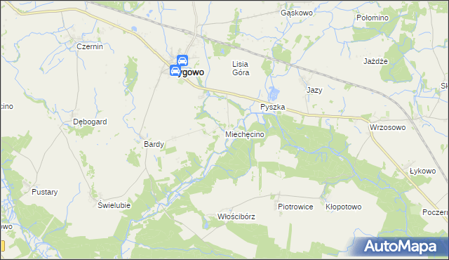 mapa Miechęcino, Miechęcino na mapie Targeo