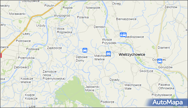 mapa Miechowice Wielkie, Miechowice Wielkie na mapie Targeo