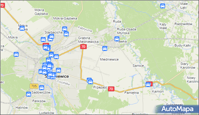 mapa Miedniewice gmina Skierniewice, Miedniewice gmina Skierniewice na mapie Targeo