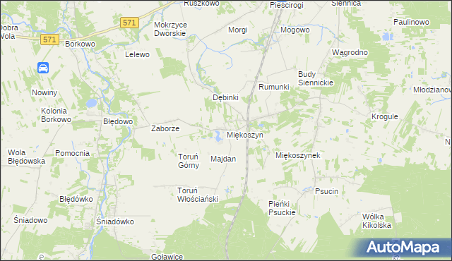 mapa Miękoszyn, Miękoszyn na mapie Targeo