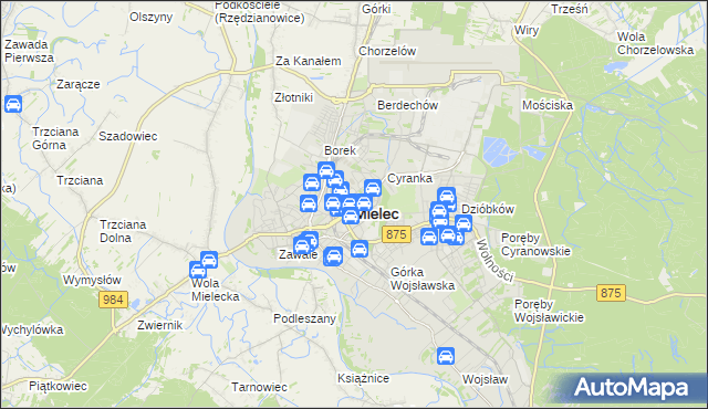 mapa Mielca, Mielec na mapie Targeo