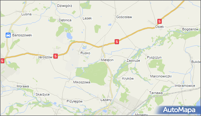mapa Mielęcin gmina Żarów, Mielęcin gmina Żarów na mapie Targeo