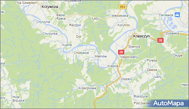 mapa Mielnów, Mielnów na mapie Targeo