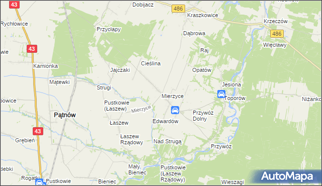 mapa Mierzyce, Mierzyce na mapie Targeo