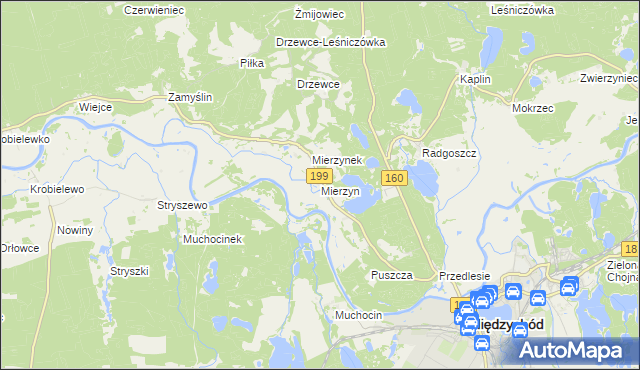 mapa Mierzyn gmina Międzychód, Mierzyn gmina Międzychód na mapie Targeo