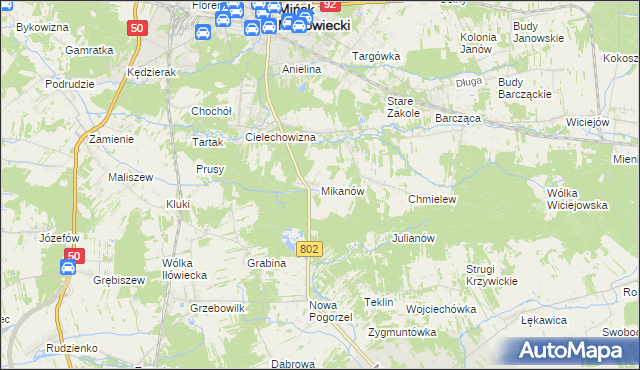 mapa Mikanów, Mikanów na mapie Targeo