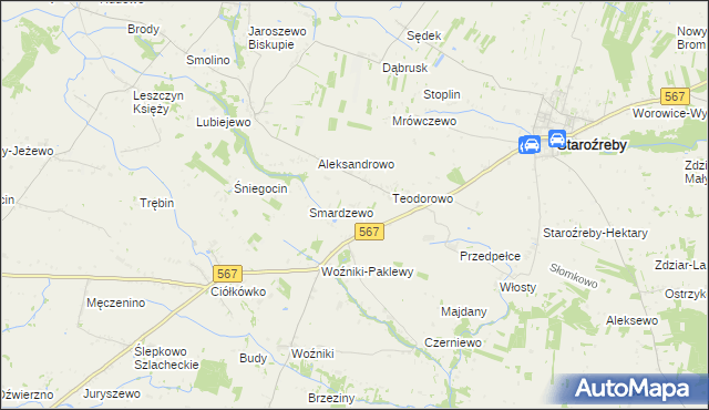 mapa Mikołajewo gmina Staroźreby, Mikołajewo gmina Staroźreby na mapie Targeo