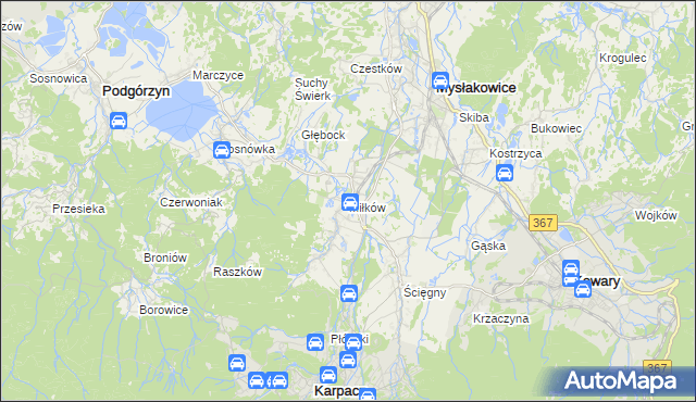 mapa Miłków gmina Podgórzyn, Miłków gmina Podgórzyn na mapie Targeo