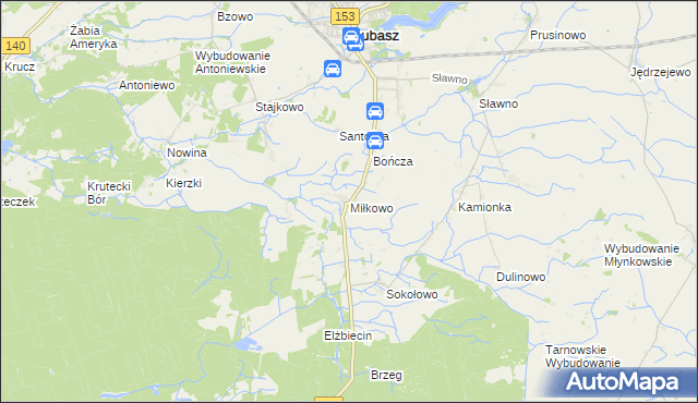 mapa Miłkowo gmina Lubasz, Miłkowo gmina Lubasz na mapie Targeo