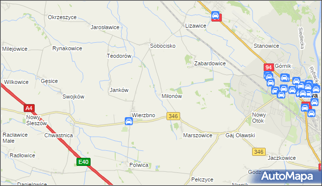 mapa Miłonów, Miłonów na mapie Targeo