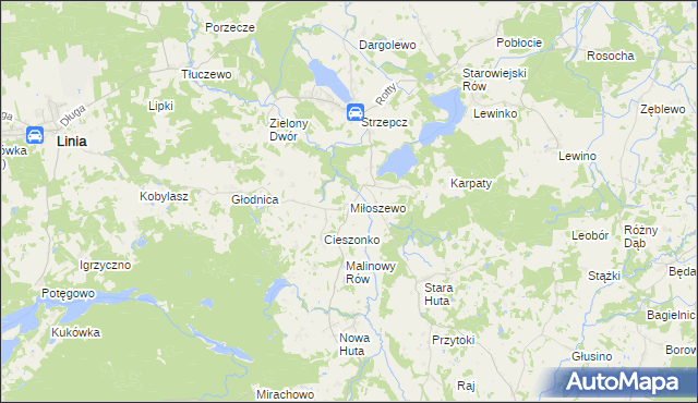 mapa Miłoszewo, Miłoszewo na mapie Targeo
