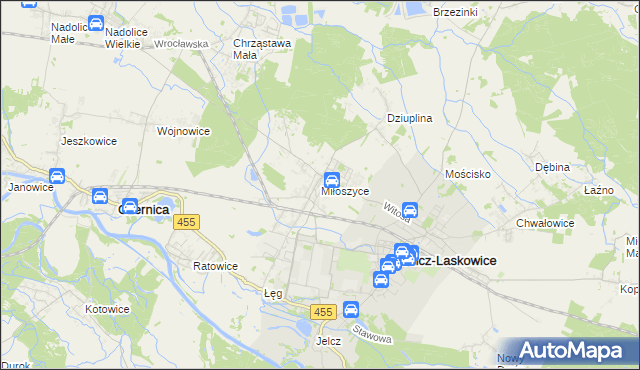 mapa Miłoszyce, Miłoszyce na mapie Targeo