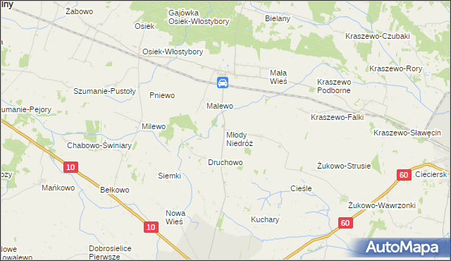 mapa Młody Niedróż, Młody Niedróż na mapie Targeo