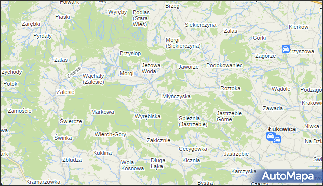 mapa Młyńczyska, Młyńczyska na mapie Targeo