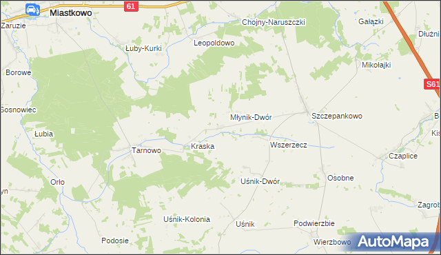 mapa Młynik gmina Śniadowo, Młynik gmina Śniadowo na mapie Targeo