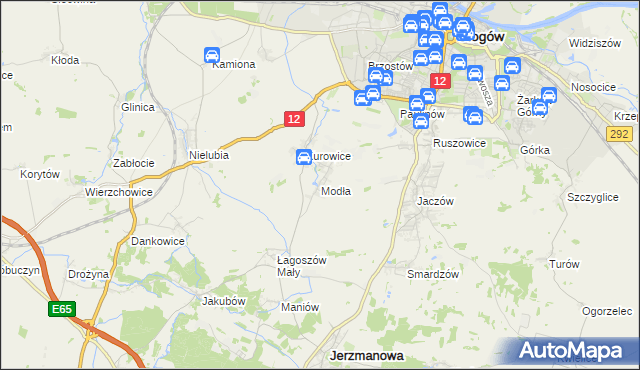 mapa Modła gmina Jerzmanowa, Modła gmina Jerzmanowa na mapie Targeo