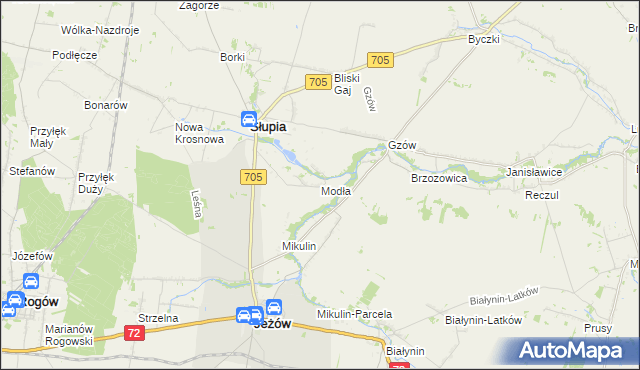 mapa Modła gmina Słupia, Modła gmina Słupia na mapie Targeo