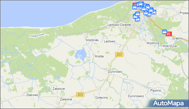 mapa Modła gmina Ustka, Modła gmina Ustka na mapie Targeo