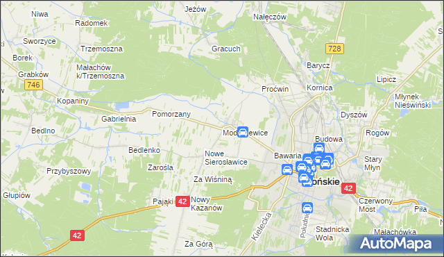 mapa Modliszewice, Modliszewice na mapie Targeo