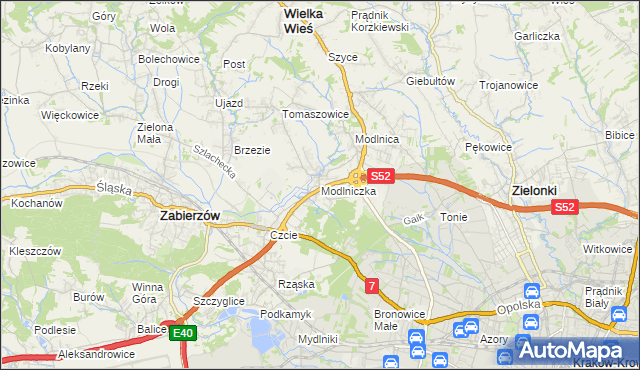 mapa Modlniczka, Modlniczka na mapie Targeo