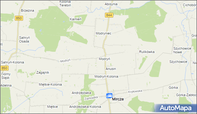 mapa Modryń, Modryń na mapie Targeo