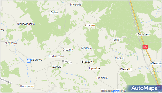 mapa Modzele gmina Grajewo, Modzele gmina Grajewo na mapie Targeo