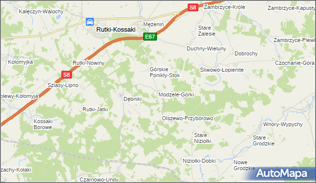 mapa Modzele-Górki, Modzele-Górki na mapie Targeo