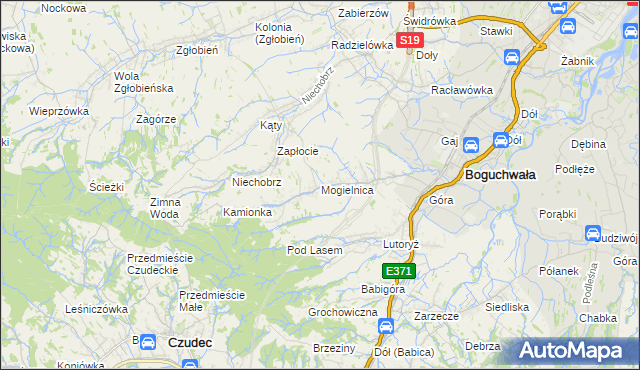 mapa Mogielnica gmina Boguchwała, Mogielnica gmina Boguchwała na mapie Targeo