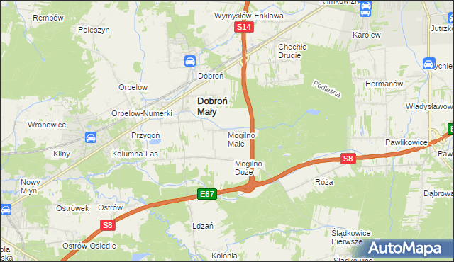 mapa Mogilno Małe, Mogilno Małe na mapie Targeo