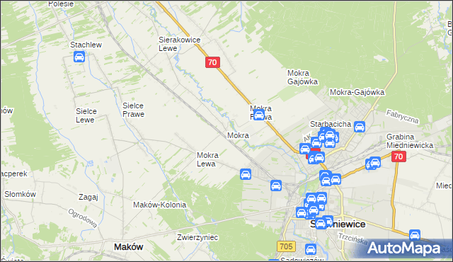 mapa Mokra gmina Skierniewice, Mokra gmina Skierniewice na mapie Targeo