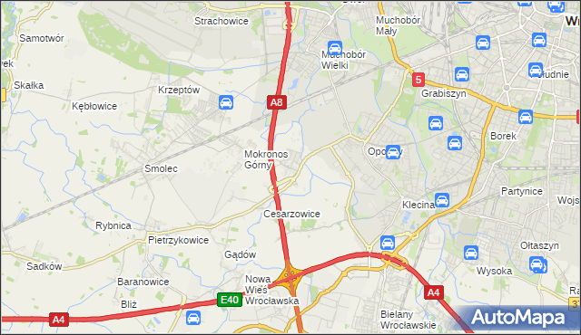 mapa Mokronos Dolny, Mokronos Dolny na mapie Targeo