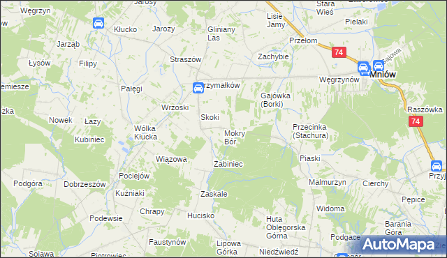 mapa Mokry Bór, Mokry Bór na mapie Targeo