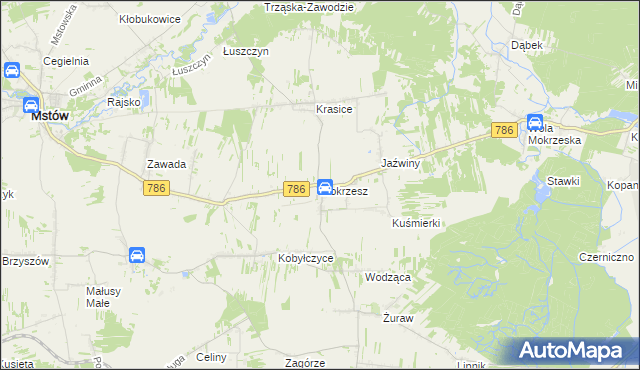 mapa Mokrzesz, Mokrzesz na mapie Targeo