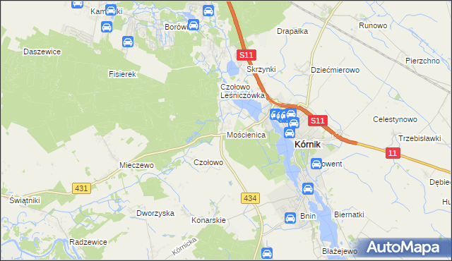 mapa Mościenica, Mościenica na mapie Targeo