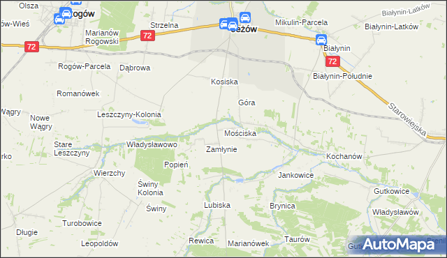 mapa Mościska gmina Jeżów, Mościska gmina Jeżów na mapie Targeo