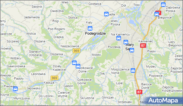 mapa Mostki gmina Stary Sącz, Mostki gmina Stary Sącz na mapie Targeo