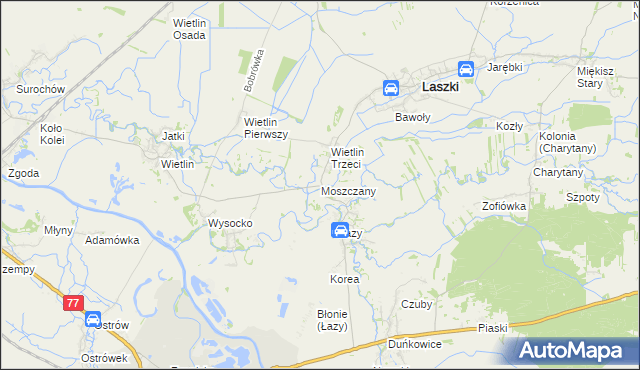 mapa Moszczany, Moszczany na mapie Targeo