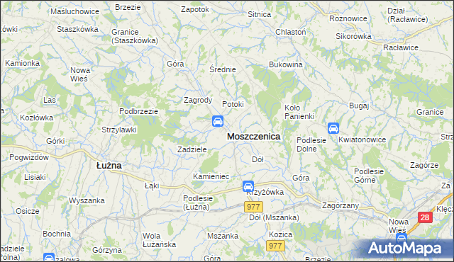 mapa Moszczenica powiat gorlicki, Moszczenica powiat gorlicki na mapie Targeo