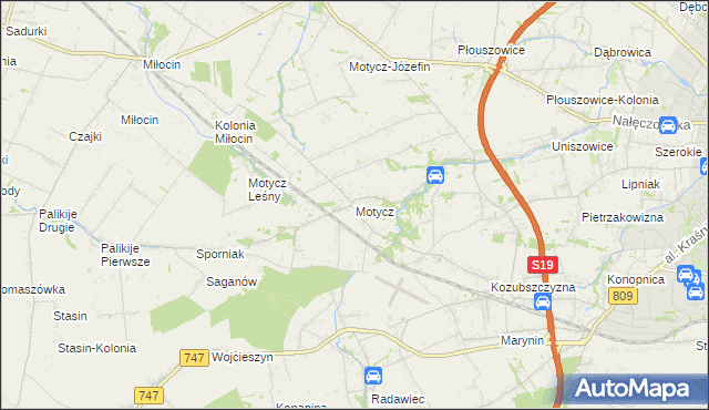 mapa Motycz, Motycz na mapie Targeo