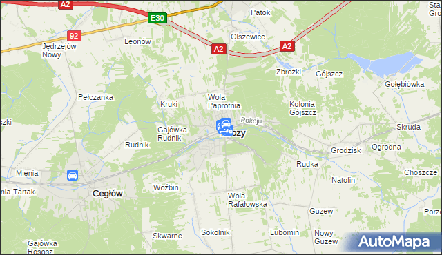 mapa Mrozy powiat miński, Mrozy powiat miński na mapie Targeo