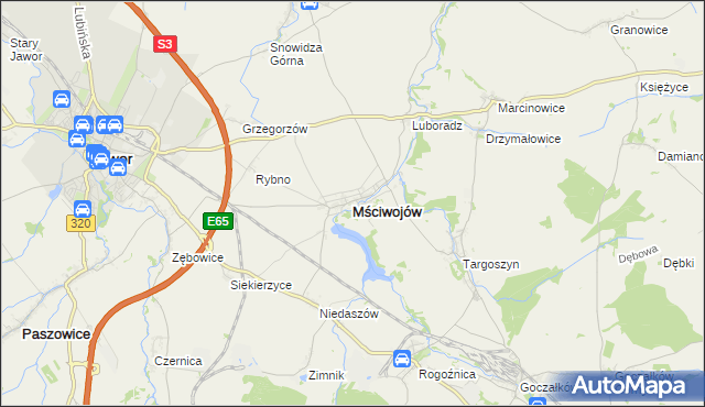 mapa Mściwojów, Mściwojów na mapie Targeo