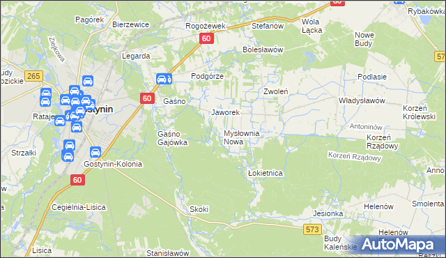 mapa Mysłownia Nowa, Mysłownia Nowa na mapie Targeo