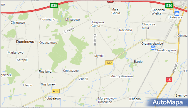 mapa Mystki gmina Nekla, Mystki gmina Nekla na mapie Targeo