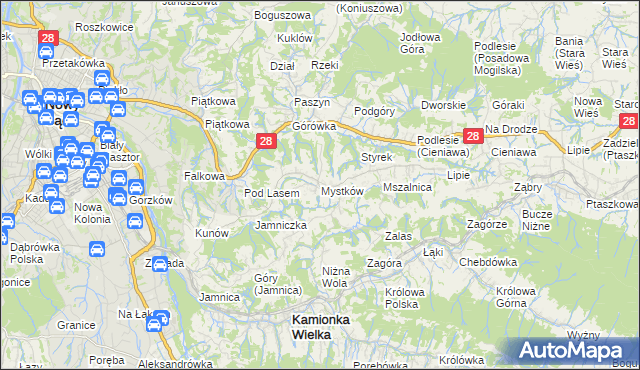 mapa Mystków, Mystków na mapie Targeo