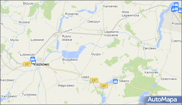 mapa Myszki gmina Kiszkowo, Myszki gmina Kiszkowo na mapie Targeo