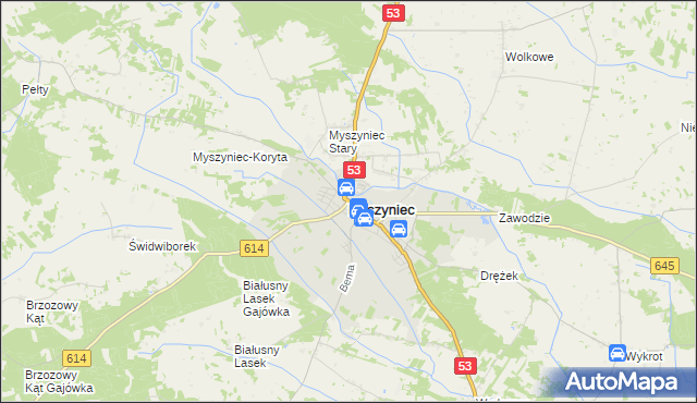 mapa Myszyniec, Myszyniec na mapie Targeo