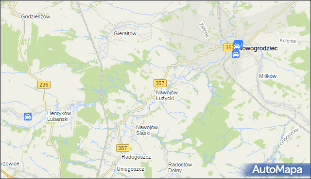 mapa Nawojów Łużycki, Nawojów Łużycki na mapie Targeo