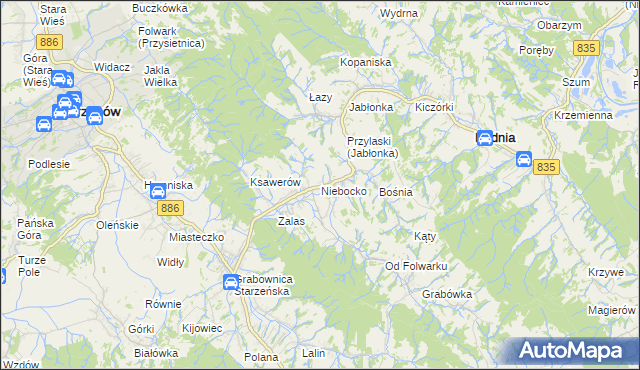 mapa Niebocko, Niebocko na mapie Targeo