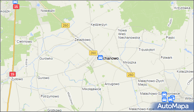 mapa Niechanowo, Niechanowo na mapie Targeo