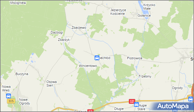 mapa Niechłód, Niechłód na mapie Targeo